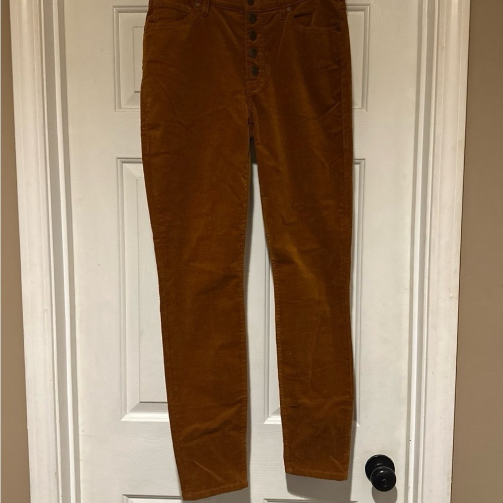Cabi Women’s Size 6 Skinny Corduroy Pants Caramel Rust Brown Button Fly 3927